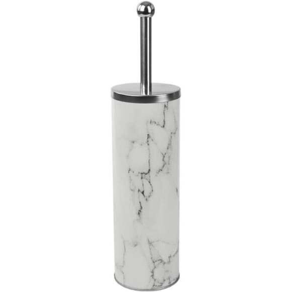 Home Basics White Marble Toilet Brush Set with Nylon Bristles and Holder - Picture 8 of 14